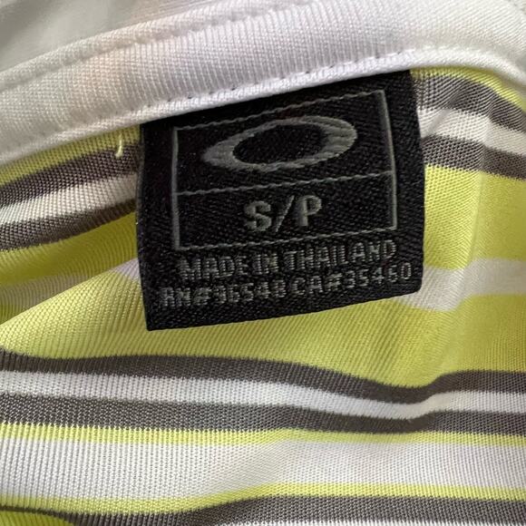 Oakley Polo Shirt Mens Small Performance Golf Striped Yellow White - Picture 6 of 7